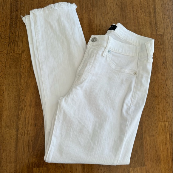 7 For All Mankind Roxanne Ankle Raw Hem Jeans SZ 28 White - Picture 5 of 17